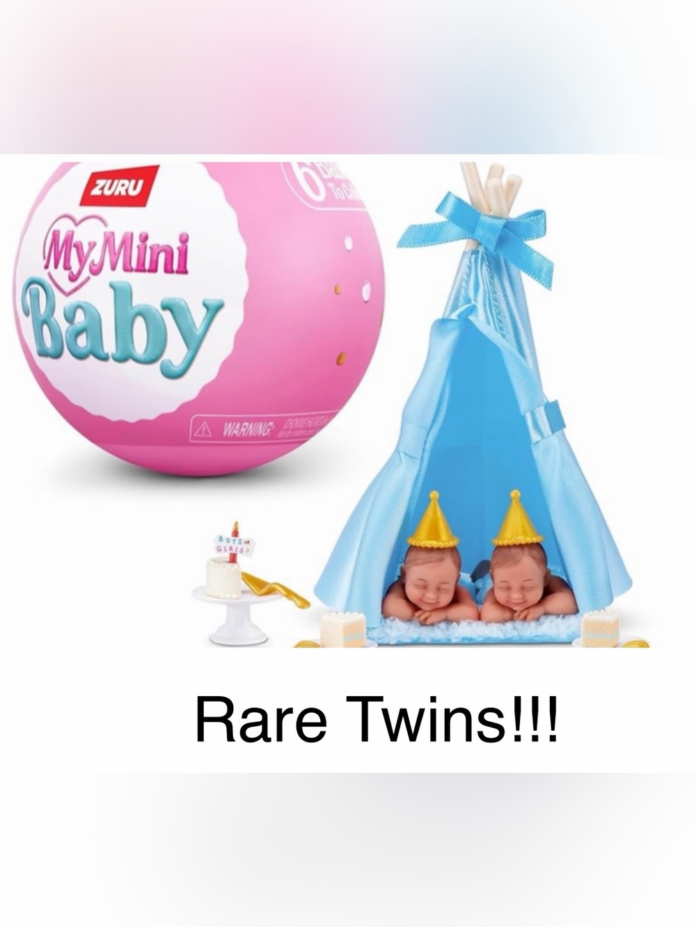 My Mini Baby Birthday twins ultra rare teepee cake twin boys Zuru Mini Brands